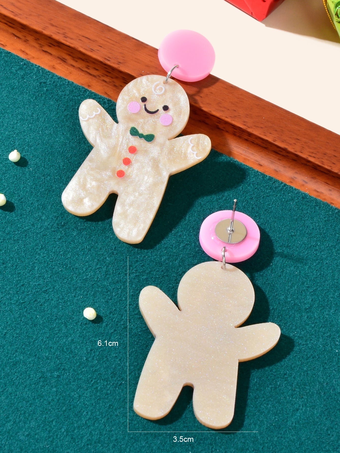 Lovely Acrylic Gingerbread Man Dangle Earrings Girl Christmas Festival Jewellery-3