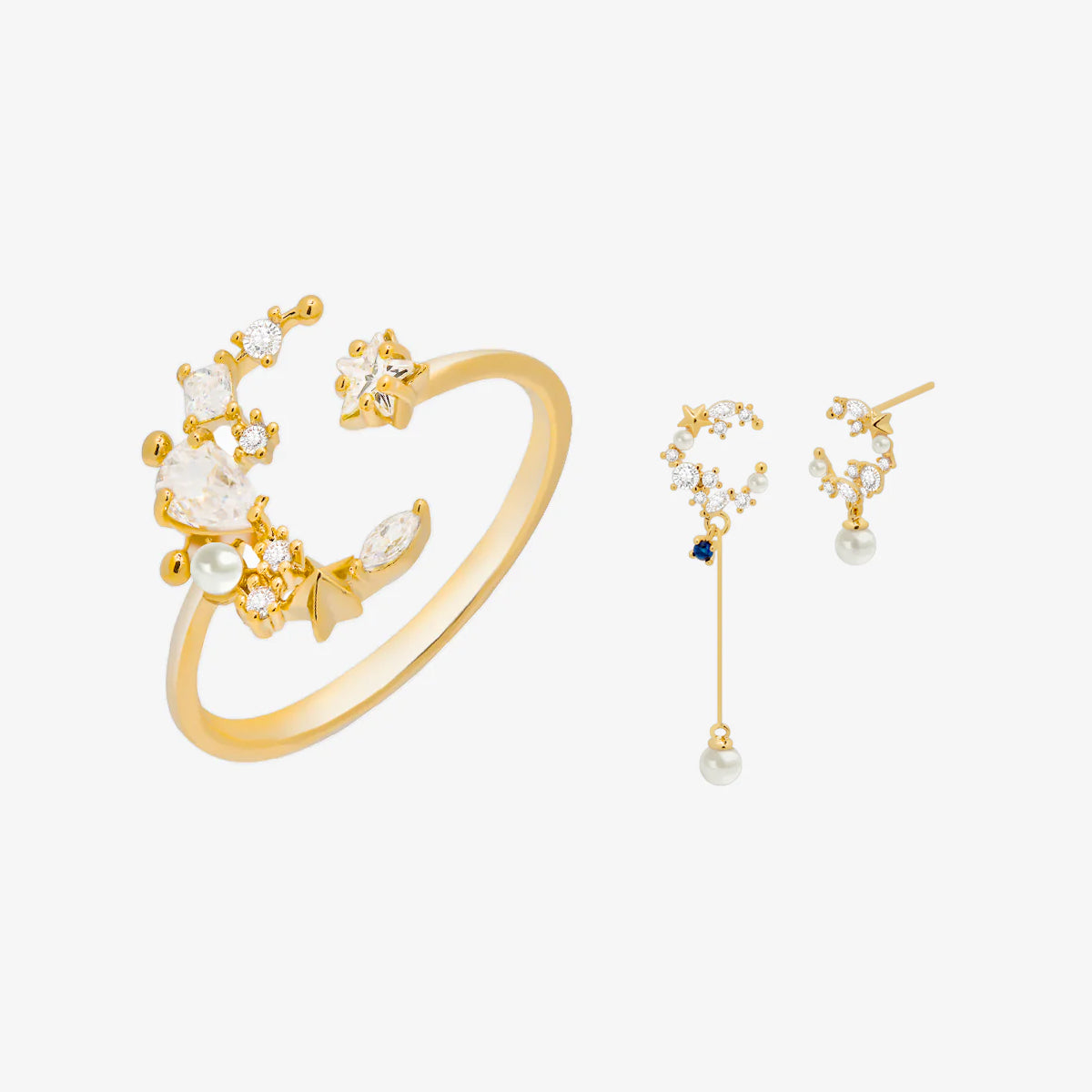 Cubic Moon Set In Gold-0