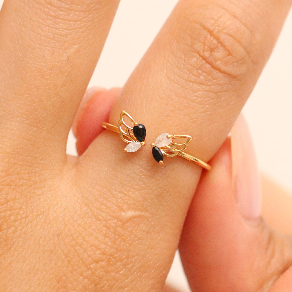 Black onyx Butterfly Wing Ring-1
