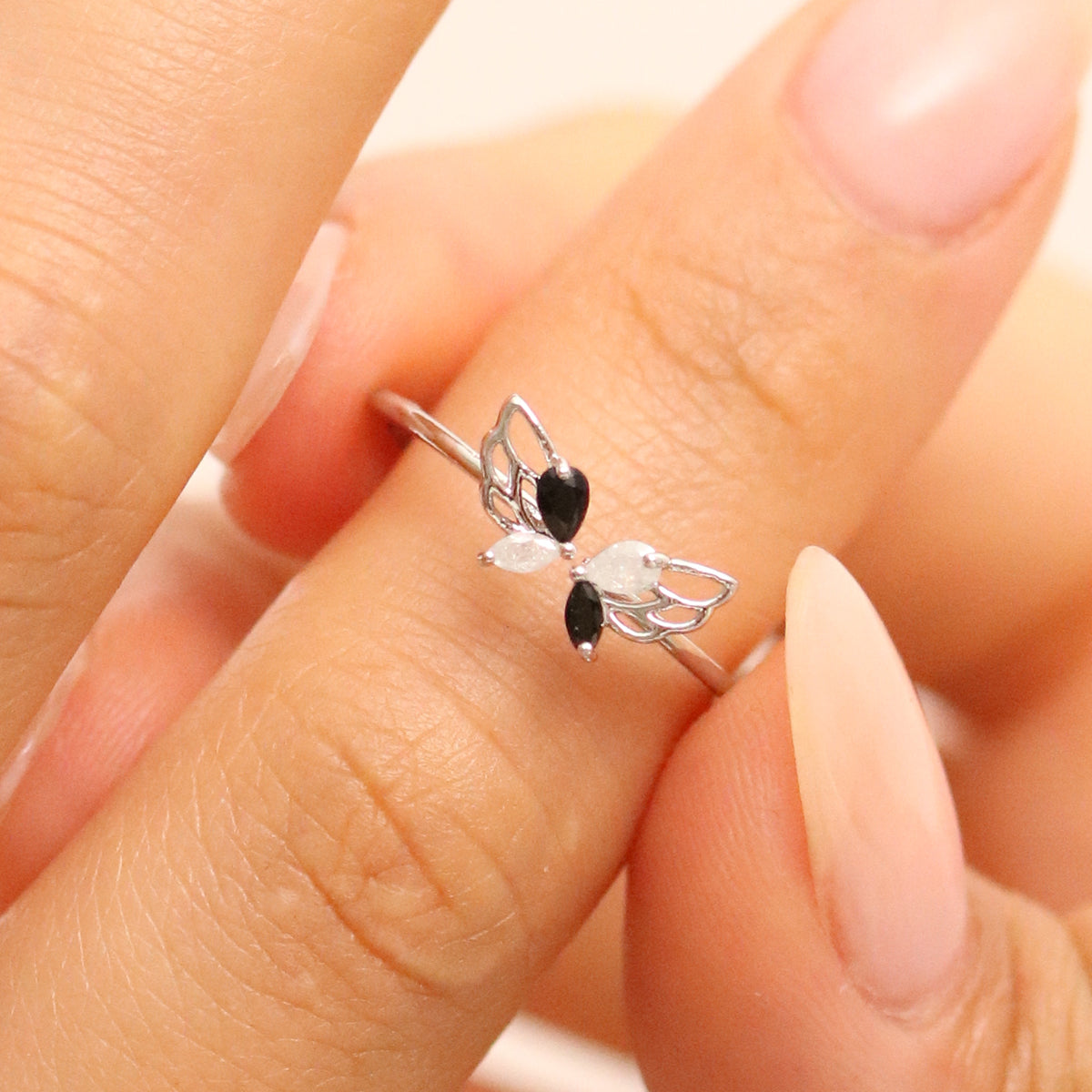 Black onyx Butterfly Wing Ring-2