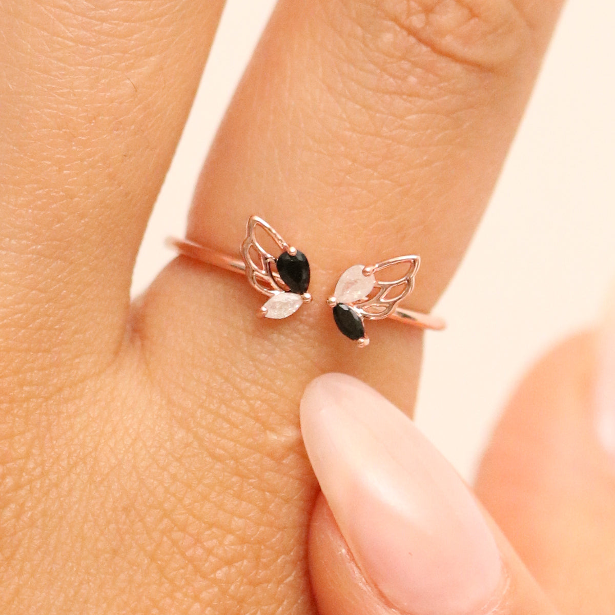 Black onyx Butterfly Wing Ring-3