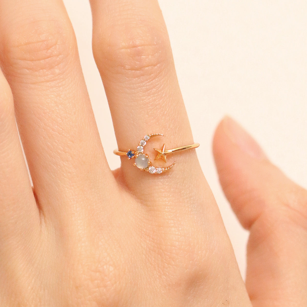 Moon cubic moonstone ring-2