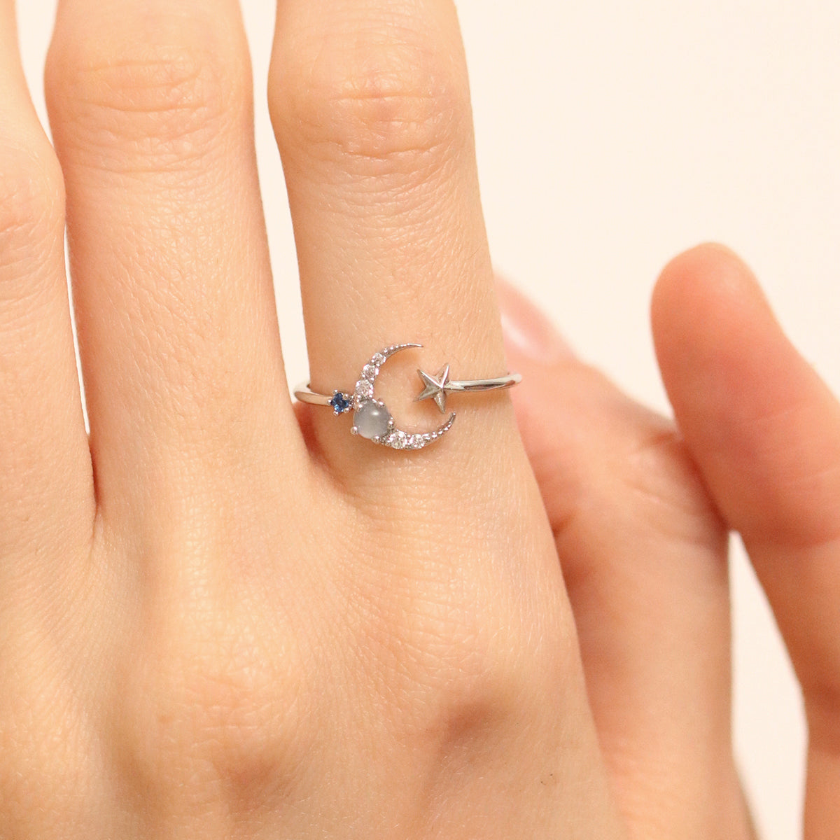 Moon cubic moonstone ring-3