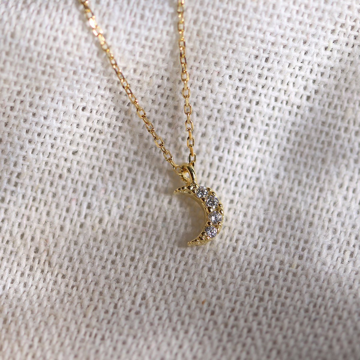 Cubic crescent moon pendant necklace-1