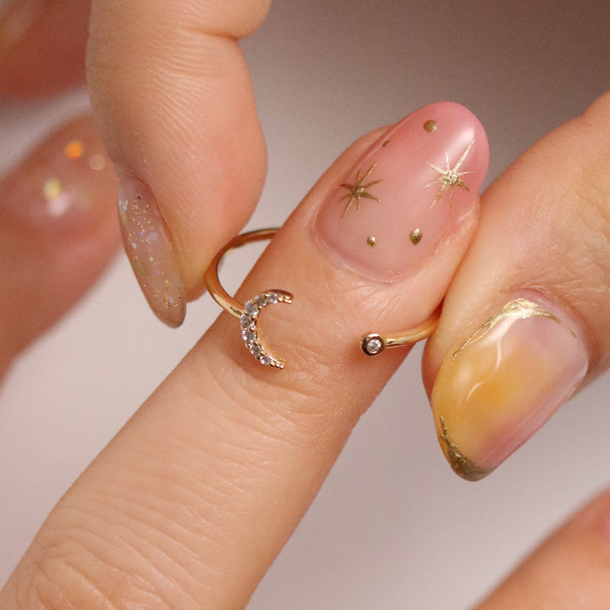 Cubic Crescent Moon Ring-1