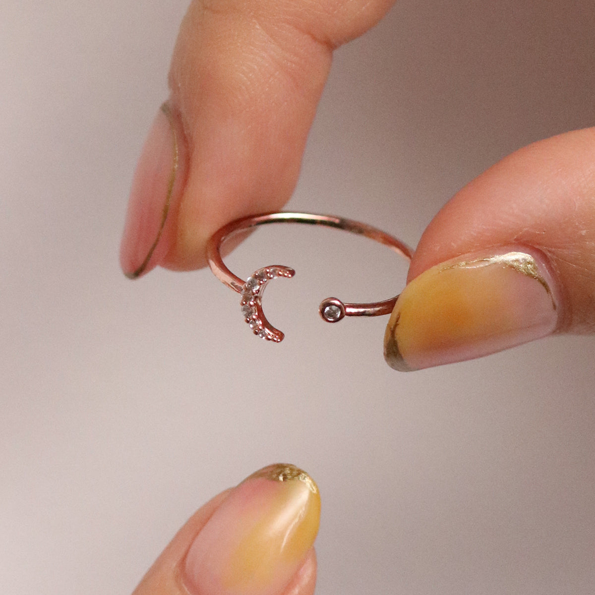 Cubic Crescent Moon Ring-4