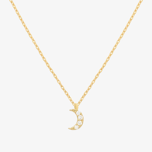 Cubic crescent moon pendant necklace-0